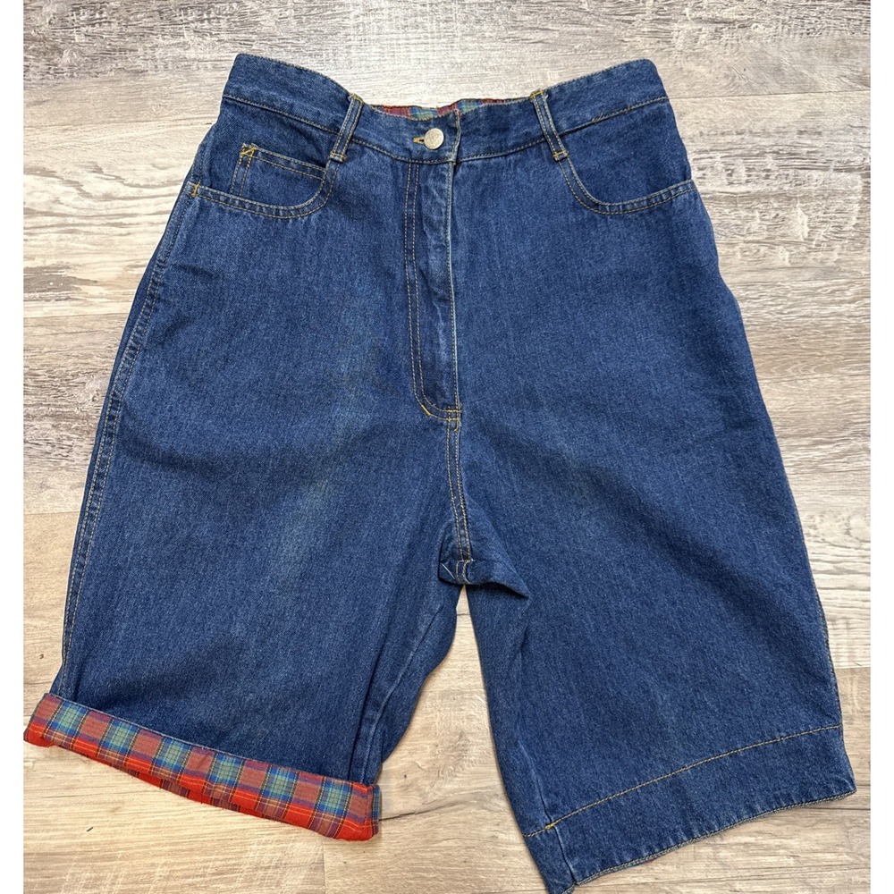 Vtg MISSION BAY High Waist Denim‎ Mom Shorts Bermuda Knee Length Sz 7